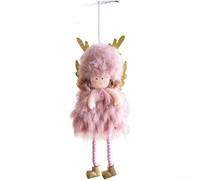 Fabric and Plastic Hanging Ornament with Antler Angel Girl Figure, Designed for Christmas Tree and Holiday Home Decor Use (1)