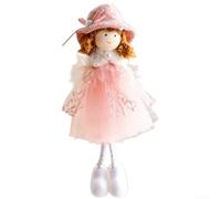Fabric Angel Girl Pendant with Delicate Tulle Skirt for Christmas Tree Hanging Decoration Creating Inviting Holiday Atmosphere (Powder)
