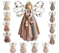 Fabric Angel Hanging Kit, Macrame Weaving Christmas Decor | DIY fabric angel with macrame details & button accents. Precut pieces-no cutting needed. A charming rustic home ornament
