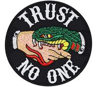 Fabric Applique Trust no one! Snake Patch to sew on/Iron on for All Fabrics | Tactical Morale Patch Snakebite Picture Sticker for Clothing | Biker Patch | 80x80 mm