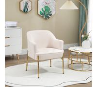 Fabric Armchair Accent Chair w/ Metal Legs for Living Room Bedroom HOMCOM Cream One Size