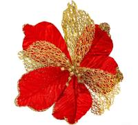 Fabric Artificial Holiday Bloom Maple Shape Festive Decor(red)