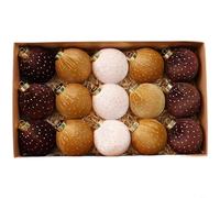 Fabric Ball Christmas Ornaments Set 8cm Soft Dot Design Handmade For Holiday Tree Decoration With Cozy Plush Texture(F)