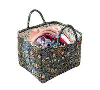 Fabric Basket - Quilted Boho Floral Organizer, Foldable Storage Bin | Decorative Basket With Handles For Bedroom, Living Room, Pantry, Nursery, Dorm, Bathroom, Baby Clothes, Toys, Laundry And