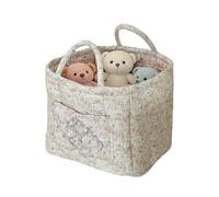 Fabric Baskets for Storage, Foldable Bag Organiser with Floral Pattern, Large Shopping Basket with Handles, for Home, Picnic, Shopping, Travel, Car, Bedroom, Nappies, Clothes, Make-Up, Book, Field