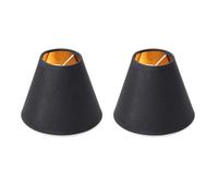 Fabric Black Lampshade, Tapered Small Lamp Shades Clip on E14 Bulb, for Bedside Table Wall Lamp Crystal Chandelier Desk Lamp Living Room, Bedroom, Study, Coffee Shop 15 * 13 * 8 CM (2)