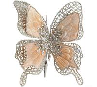 Fabric Bow Christmas Ornament Gold Hollow Clip Decoration(Gold)