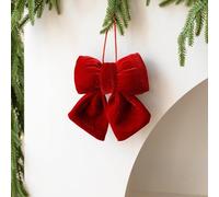 Fabric Bow Ornament in Velvet for Christmas For Tree and Party Decoration, Suitable for Hanging on Various Holiday Displays (A-Red)