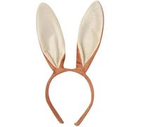 Fabric Bunny Rabbit Ears on Aliceband Ladies Fancy Dress Party Headband Brown/Cream