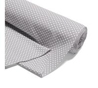 Fabric by The Meter Cotton 2M x 160 cm - Fabrics for Sewing Decoration and DIY Projects Ideal for Clothing Home Textiles and craftwork Gray with White dots