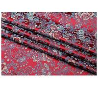 Fabric, by The Metre Feather Flower Jacquard Brocade Fabric 75Cm Wide Sold by The Meter for Clothing Handmade Bags Cushion Cheongsam(Jujube Red)
