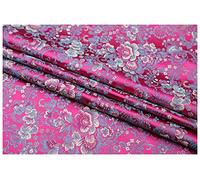 Fabric, by The Metre Feather Flower Jacquard Brocade Fabric 75Cm Wide Sold by The Meter for Clothing Handmade Bags Cushion Cheongsam(Rose Red)