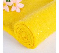 Fabric by The Yard Sequin Fabric Glitter Fabric Shower Curtain Lining Fabric by The Yard for Dress Clothing DIY Sewing Material (1 Yard, Yellow)