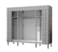 Fabric Canvas Wardrobe - Foldable Closet with Hanging Rails and Compartments, Curtain Type for Bedroom Storage