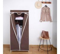Fabric Canvas Wardrobe Organizer Clothes Rail Shelf Storage Closet Single - Brown