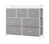 Fabric Chest of Drawers, Dove Grey + Cloud White / 7 Drawers(28.5D x 98W x 85H cm)