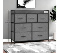 Fabric Chest of Drawers, Grey + Black / 7 Drawers(28.5D x 98W x 85H cm)