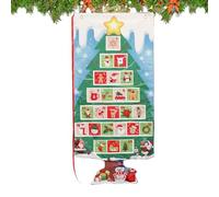 Fabric Christmas Countdown Calendar - 24 Days Wall Hanging Decoration with Pockets, Holiday advnt-calendar for Kids and Adults | Home Living Room Bedroom School Party Winter Celebration Family Gather