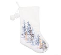 Fabric Christmas Stocking with Santa Motif for Hanging on Fireplace or Tree, Large Size for Treats and Holiday Decorations (F-W135)