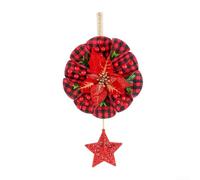 Fabric Christmas Wreath Red Star Design for Window Display(Pentagram Style)