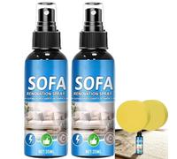 Fabric Cleaner Spray Kit, 35ml Waterless Upholstery Stain Remover，2PC | Fabric Sofa Foam Cleaner with Cleaning Sponge, Quick Dry Portable Cleaner for Sofa, Couch, Carpet, Car Interior, Furniture