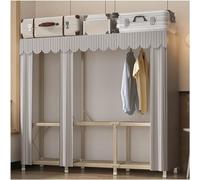 Fabric Clothes Storage Organizer with 5 Compartments - Portable Hanging Wardrobe with Metal Frame for Bedroom Organization