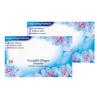 Fabric Conditioner Dryer Sheets Spring Awakening (2 Packs, 34 Sheets Each) - Fresh Floral Scent, Reduces Static Cling, Softens Fabrics, Long-Lasting Tumble Dryer Freshness Booster