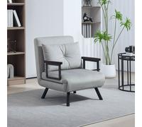 Fabric Convertible Single Chair Bed with 1 Pillow for Living Room HOMCOM Light Grey One Size