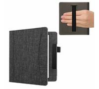 kwmobile Case Compatible with Amazon Kindle Oasis 10. Generation - Fabric Cover with Magnetic Closure, Strap, Pocket - Dark Grey