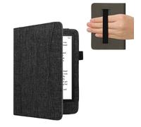 kwmobile Case Compatible with Amazon Kindle Paperwhite 11. Generation 2021 - Fabric Cover with Magnetic Closure, Strap, Pocket - Dark Grey