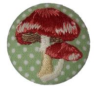 Fabric Covered Woodland Animal Buttons 20mm to 30mm Designs (1, Polka Dot Stitched Toadstool)