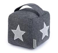 LIVIVO Heavy Cube Door Stopper with Handle, Tweed-Style Tough Fabric Cover Weighted Cute Novelty Stop (Star)