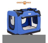 Fabric Dog Crate Blue, S Size 60cm, Cat Pet Carrier by Cozy Pet Transport Travel Cage FDC-S-BL