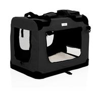 Fabric Dog Crate in Black, S Size 60cm, Cat Pet Carrier by Cozy Pet Folding Transport Travel Cage Ideal for Dogs, Puppies, Cats, Rabbits, etc. FDC-S-BLK