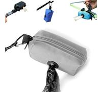Fabric Dog Leash Waste Bag Dispenser - Empty Poop Bag Holder for Leash (gray)