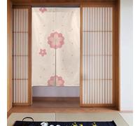 Fabric Door Curtain - Fengshui Tapestry Panel Little Pink Cherry Blossoms Drape for Privacy Thermal Insulated Blackout 34x56in