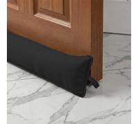 Fabric Door Draught Excluder 92 x 20 cm Draft Stopper Snake for Windows & Doors Energy Saving Heat Insulator Wind Blocker Heavy Weighted Polyester Hollowfibre Cushion (Black)