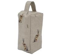Fabric Door Stop, Tall Decorative Oilcloth Door Stopper for Outdoor, Indoor, Patio, Kitchen, Bedroom Use - 20cm/8in Tall Fabric Door Stop - Filled (Taupe Hartley Hares)