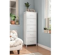 Fabric drawer storage unit for bedroom or living room, Cloud White + Snow White / 5 Drawers