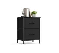 Fabric drawer storage unit for bedroom or living room, Ink Black + Ebony Black / 2 Drawers / Set of 1