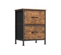 Fabric drawer storage unit for bedroom or living room, Rustic Brown + Ink Black / 2 Drawers / Set of 1