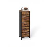 Fabric drawer storage unit for bedroom or living room, Rustic Brown + Ink Black / 5 Drawers