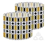 Fabric Drum Lamp Shade 1960s Stylish Mid Mod Geometric Design Mid Vintage Funky Medium Linen Decorative Lampshades 13inch Set of 2 for Table Lamps, Floor Lamps,Hanging Lamp