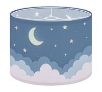 Fabric Drum Lamp Shade 3D Render Crescent Moon Stars Shine Cloudy Vintage Funky Medium Linen Decorative Lampshades 13inch Set of 1 for Table Lamps, Floor Lamps,Ceiling Lamp