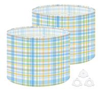 Fabric Drum Lamp Shade Abstract Geometric Shapes Bold Colors Dynamic Vintage Funky Medium Linen Decorative Lampshades 13inch Set of 2 for Table Lamps, Floor Lamps,Ceiling Lamp