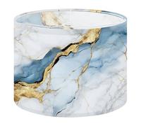 Fabric Drum Lamp Shade Abstract Luxury Marble Art marbling Texture Gold Light Blue White Vintage Funky Medium Linen Decorative Lampshades 13inch Set of 1 for Table Lamps, Floor Lamps,Ceiling Lamp