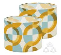 Fabric Drum Lamp Shade Abstract Made Simple Geometric Shapes Mid Vintage Funky Medium Linen Decorative Lampshades 13inch Set of 2 for Table Lamps, Floor Lamps,Hanging Lamp