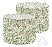 Fabric Drum Lamp Shade Abstract Outlined Leaves Seamless Tea Banana Leaf line Art Vintage Funky Medium Linen Decorative Lampshades 13inch Set of 2 for Table Lamps, Floor Lamps,Hanging Lamp