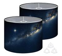 Fabric Drum Lamp Shade Amazing Spike Glowing Lucky Star Milky Way Galaxy Vintage Funky Medium Linen Decorative Lampshades 13inch Set of 2 for Table Lamps, Floor Lamps,Ceiling Lamp