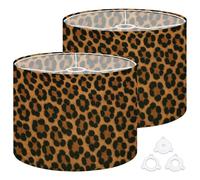 Fabric Drum Lamp Shade Animal Skin Leopard Seamless Design Leopard Cheetah Panther Vintage Funky Medium Linen Decorative Lampshades 13inch Set of 2 for Table Lamps, Floor Lamps,Ceiling Lamp